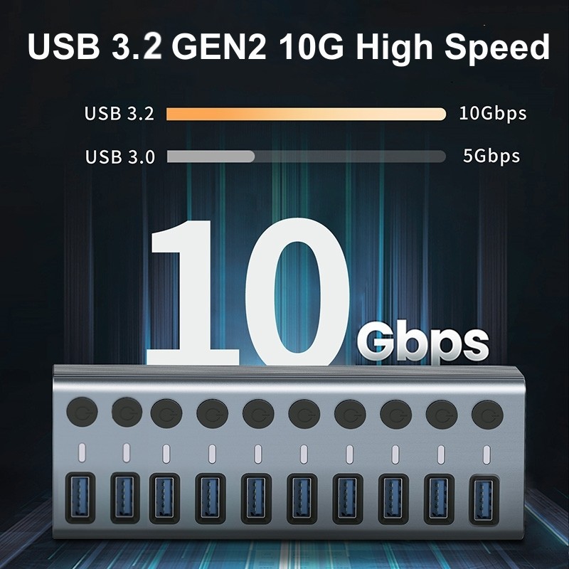 Hub USB 3.0 con 10 porte, espa - Usb Hub recensione e prezzo